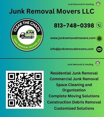 La tarjeta de presentation de Junk Removal Movers