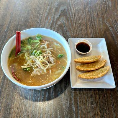 chicken noodle soup and vegetable mind (ate 2 before the photo)