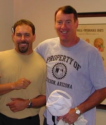 Long-time patient and chiropractic advocate Dave Logan and Dr. Spallone in office. "Best chiropractor there is," says Dave.