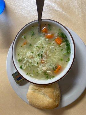 Chicken and rice soup!! I've eaten here multiple times and it never disappoints! Will be getting some desserts to go as well!