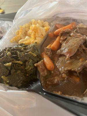 Pot Roast, Collard Greens and Macaroni