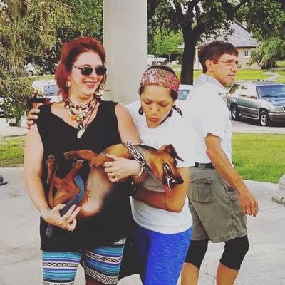 Instructor Christina with Student Katherine and Shunka. Steven sneaking by in the background.