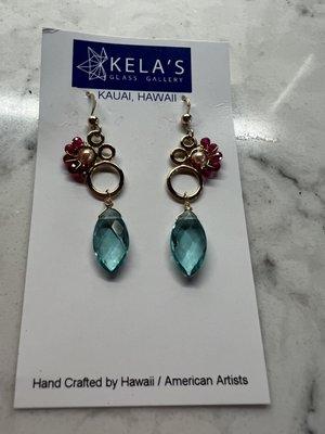 The pair of earrings I bought. Beautiful but no one could tell me if they were semi precious or glass.