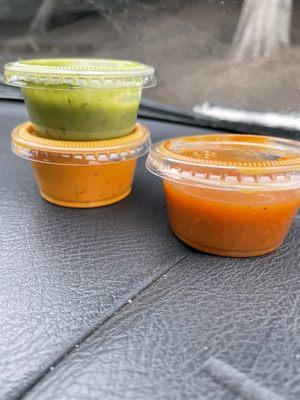 Salsas that came with the meal