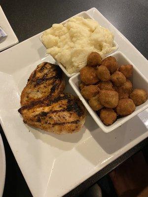 Grilled Chicken, Mashed Potatoes and Fried Okra