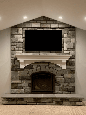 Complete Fireplace Installation w/ TV Above.