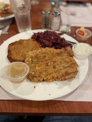 Veal Schnitzel (w/ potato pancake - yum!) !