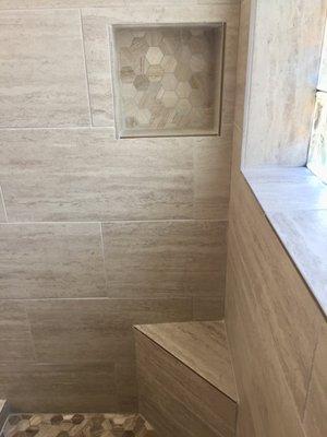 New shower with bench and niche for shampoo