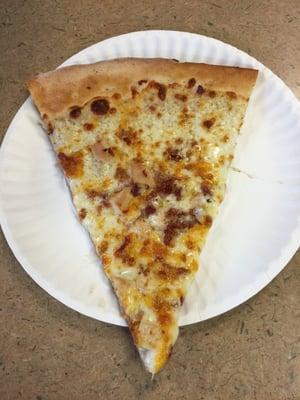 Slice of chicken bacon ranch pizza