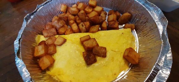 Cheese omelette 3.75, home fries 2.75