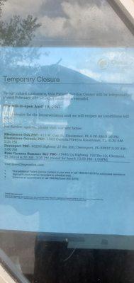 Notice of temporary closing for remodel