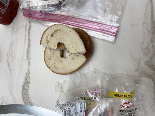 Stale bagel that snapped in half when I tried to open it.