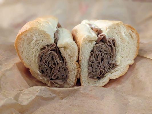 Cross-section of my French dip sandwich