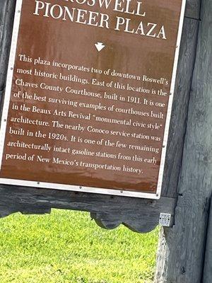 Marker outside Pioneer Plaza.