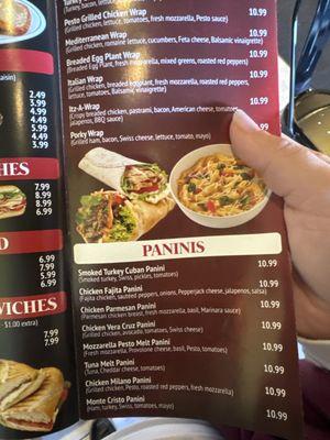 The menu to show the way it is described before ordering