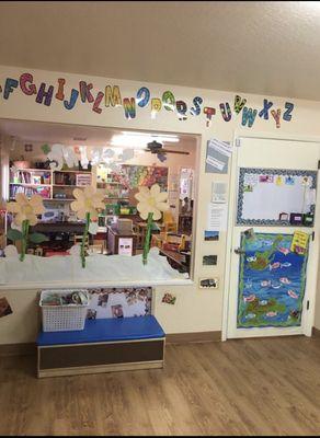 The infants room has a huge window for visibility!  We are proud to show off this room!