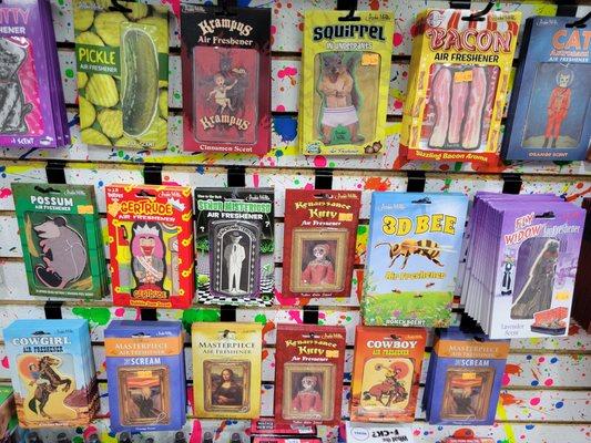 Great assortment of air fresheners. Make your car stink purrty.