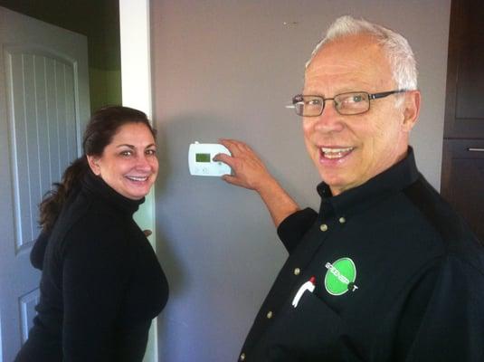 GreenSpot energy auditor Jerry Garner helping a client