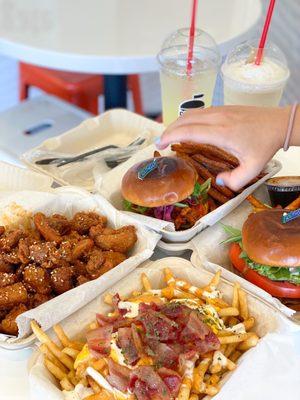 Hot Chicken Burger Combo, Korean Sweet Popcorn, Avocado Burger Combo, BP Bacon Loaded Fries