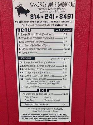 Updated menu for 2019