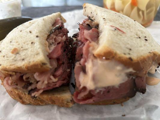 Pastrami Sandwich on rye with Russian dressing