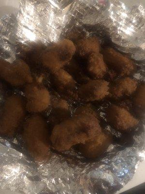 My burnt to a crisp cheese curds.