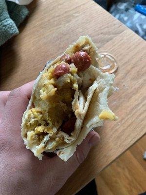 "Breakfast sausage" burrito...