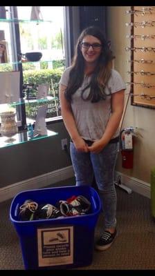 My daughter collecting shoes from Central Park Vision Center.