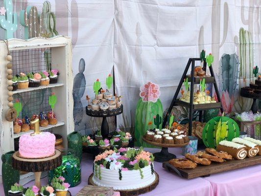 Cowgirls & Cactus Theme Cake and Cupcakes