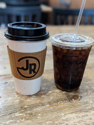 Vanilla latte and cold brew