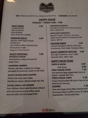 Happy Hour menu