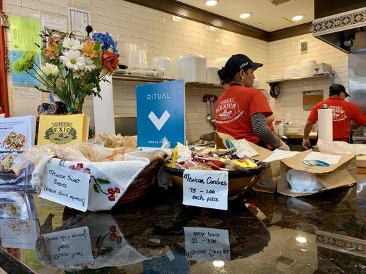 At the counter