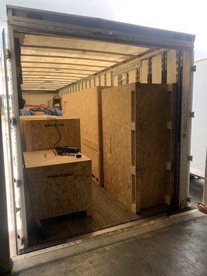 Loading crated goods.