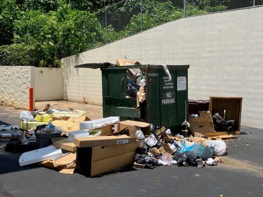 trash piled up for over 10 days at the dumpster.