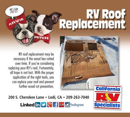 RV Roof Replacements and Reseals, Come check us out for more details.