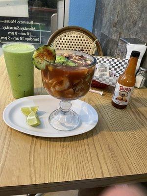 Seafood cocktail & Green Drink