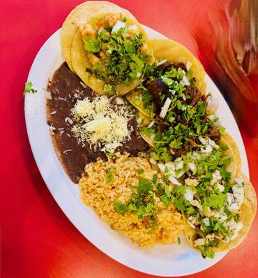 Taco Platter - Asada, shrimp, barbacoa