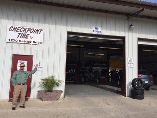 Getting our tire fixed by awesome people.