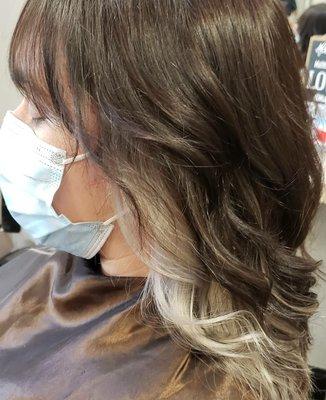 Beautiful modern color by Ingrid  Color(roots) With Highlights Haircut Blowdry