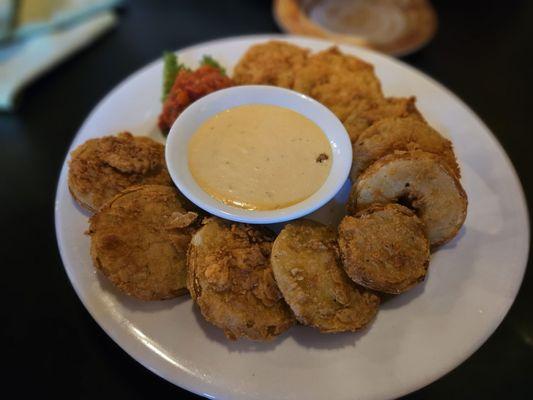 Fried green tomatoes. My husband hates regular tomatoes but loves these!