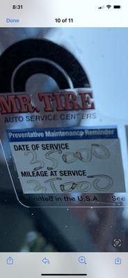 Under "date of service" they wrote "35000" and under "mileage at service" they wrote "3T000".....clueless