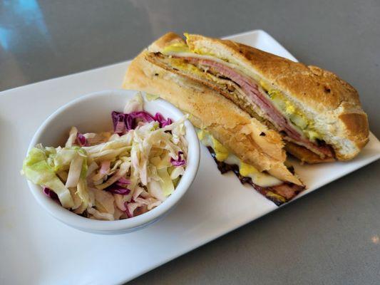 P&P Cubano with sweet'n'sour slaw. The sandwich was delicious. I probably wouldn't choose the slaw as a side again.