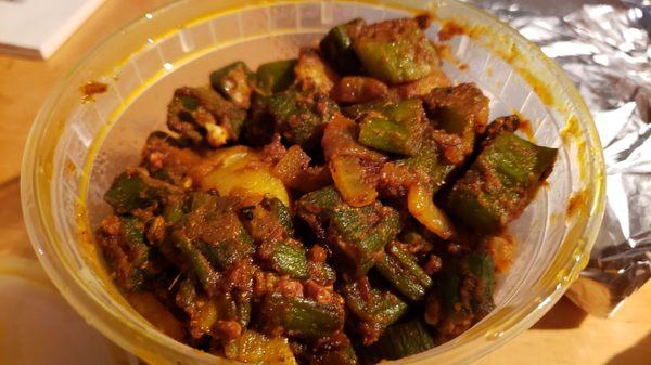 Okra ($14). Vegan by default. Pretty good.