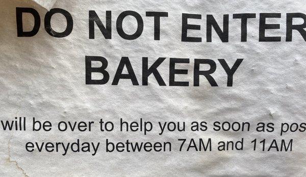 Current hours must be 7am  to 11am