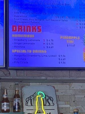 Drink menu as of 6/2/2023. The price of drinks is crazy！