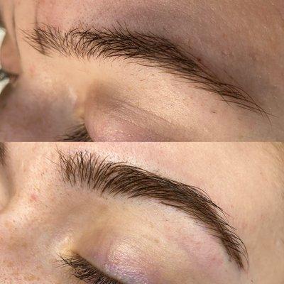 Before and after microblading 6-week touch up!