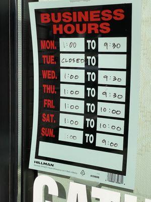 Their hours.