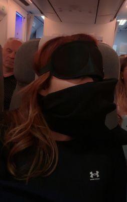 Red Eye to Finland: Eye mask, neck pillow, noise cancelling AirPods, pashmina, and drugs