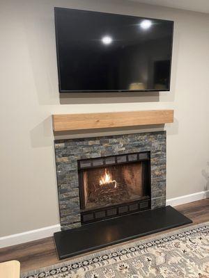 Absolute black granite slab as hearth