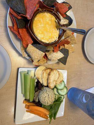 Hummus Platter and Buffalo Chicken Dip